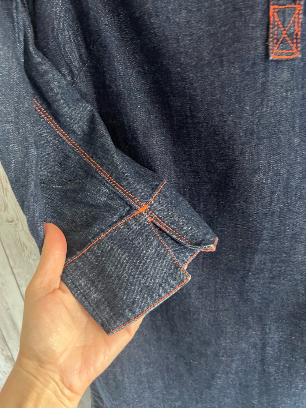 GAP Vintage 3/4 Sleeve Denim Shirt Dress Contrast Stitching Timeless Small - Picture 4 of 5